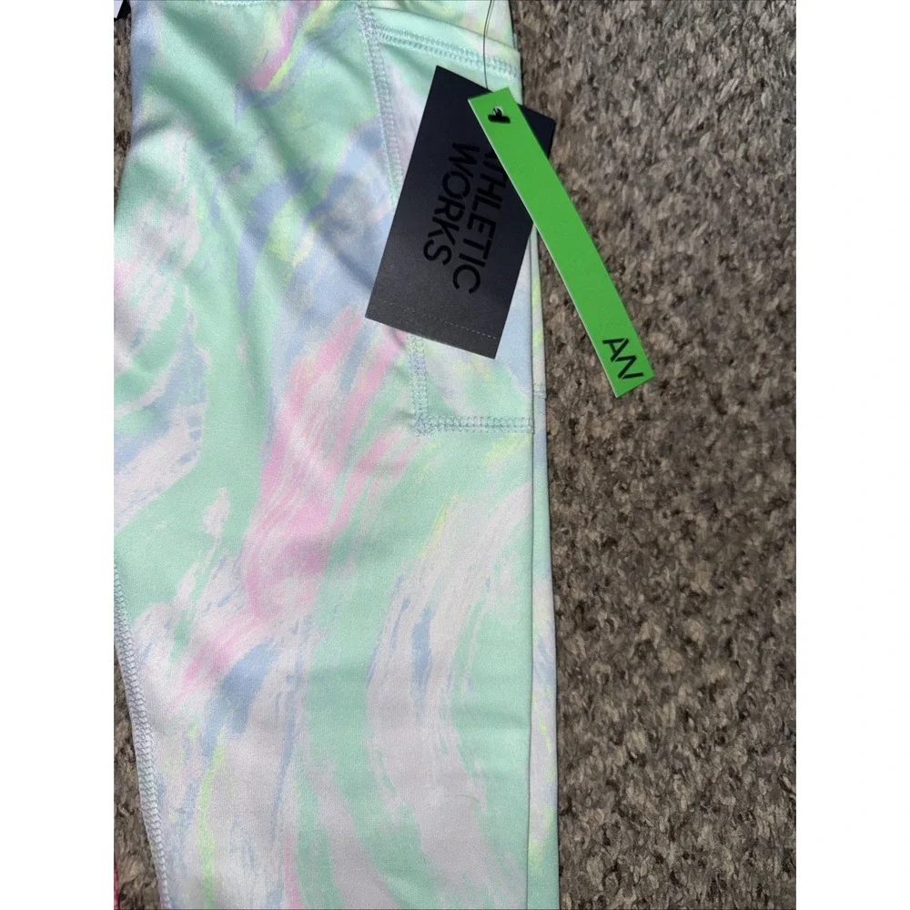 Lot Of 2 ATHLETIC WORKS Girls Leggings W/Pockets M 8-10